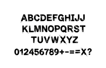 Grunge style alphabet and numbers with distressed texture