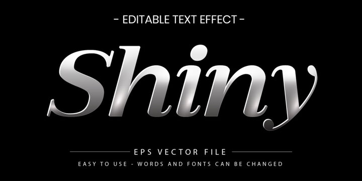 Shiny Silver Editable Text Effect on Black Background