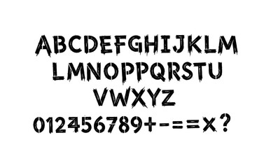 Obraz premium Bold brush stroke alphabet and numbers with grunge style