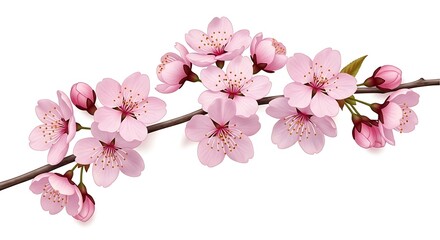 Naklejka premium Beautiful pink cherry blossoms on a branch signifying the arrival of spring season