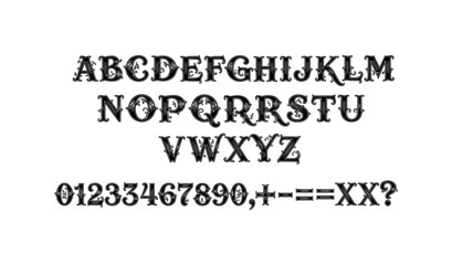 Fototapeta premium Vintage ornate alphabet and numeric typography with decorative details