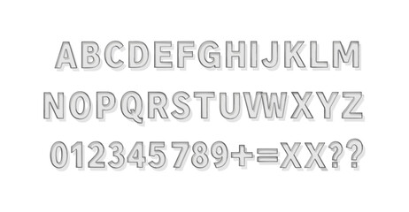 Obraz premium Modern 3d alphabet and numbers with shadow effect