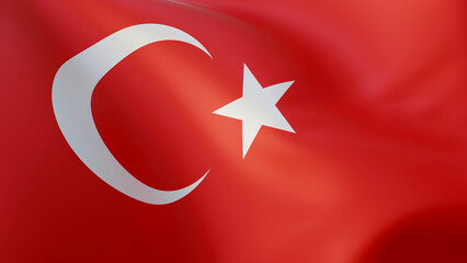 Flag of Turkey. Waving flag of turkey. National flag of Turkey.