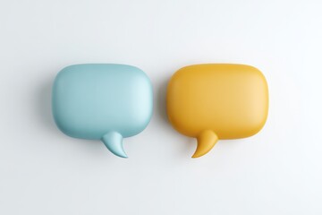 Fototapeta premium Blue and yellow speech bubble symbols on white background