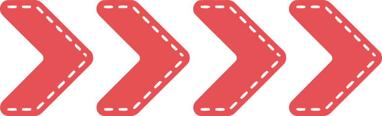 Three red arrows pointing to the right with dashed outlines on a white background Vector