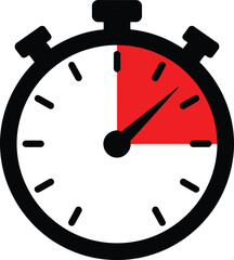 A close-up view of a stopwatch with a red second hand indicating time measurement. Vector