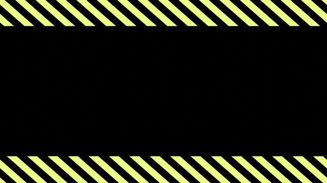 Abstract yellow and black striped caution tape frame loop