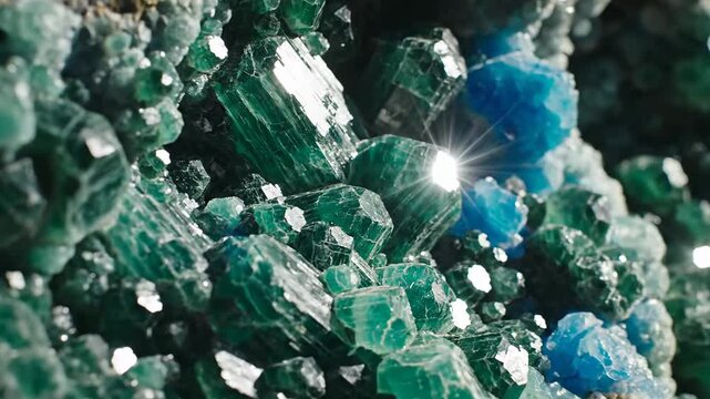Vibrant Blue and Green Apatite Crystals With Radiant Shimmer