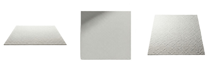 Fototapeta premium Set of Textured White Square Paper Mockups with Transparent Background PNG