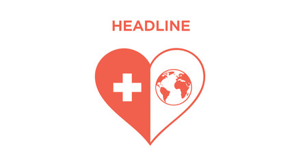 Medical globe heart vector icon