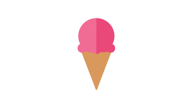Pink Ice Cream Cone Illustration.