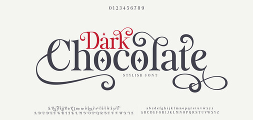 Dark Chocolate typography beauty fashion elegant minimalist serif italic fonts decorative wedding vintage retro logos. Minimal luxury font alphabet logo. Vector illustration © DesignerST