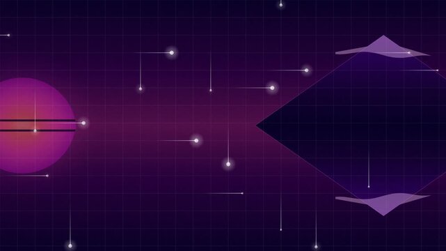 Purple Space Background with Moving Objects.