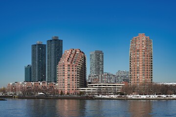 Fototapeta premium Apartment buildings on Morris Canal in Jersey City.