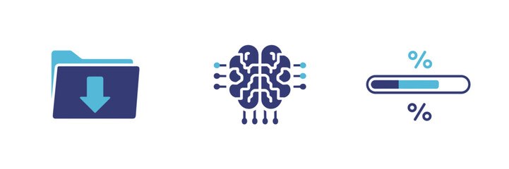 Fototapeta premium AI model and zip file download icons – Perfect for developer dashboards, offline AI tools, or digital installation guides.