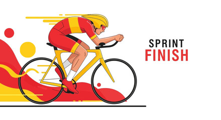 Fototapeta premium Cyclist in Sprint Race Reaches Finish Line Representing Speed and Athletic Prowess