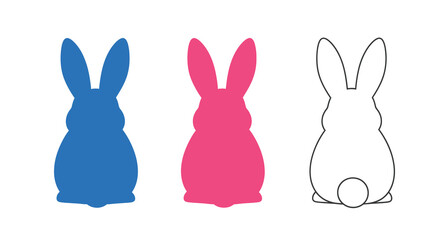 Obraz premium Three colorful bunny shapes are displayed ranging from blue to pink and outline forming a distinctive silhouette high quality