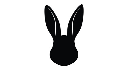 A striking black silhouette depicts the head of a rabbit with prominent ears showcasing a minimalist design silhouette