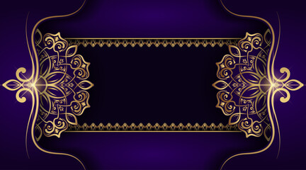 purple luxury background with gold mandala ornament decoration © Pendraw
