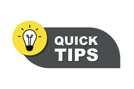 Quick tips logo with light bulb. Quick tips, helpful tricks, tooltip, hint for website. Top tips advice note icon. Vector icon of solution, advice. Helpful idea, solution and trick