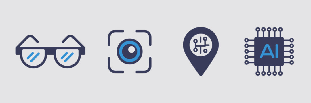 Smart device AI perception icon set &ndash; Suitable for future tech ads.