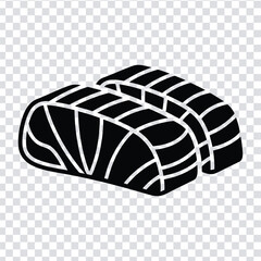 Black and white sushi rolls with white lines on a transparent background © MdshakiburRahman