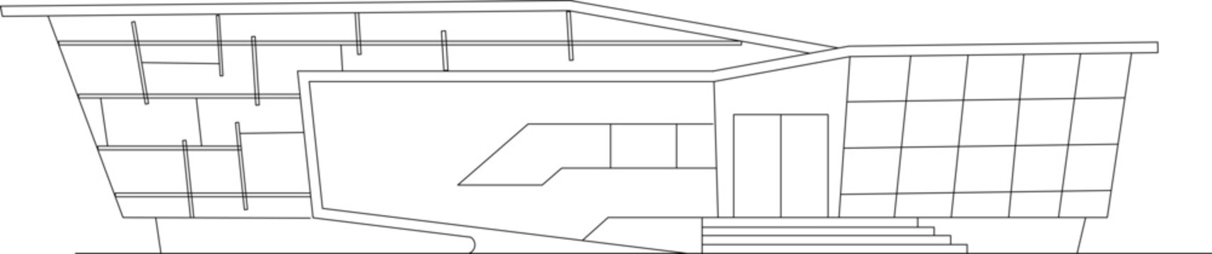 Modern deconstructivist elevations, amphitheater plans, geometric building facades, mosque designs, resort master plans, and tiered roof structures.