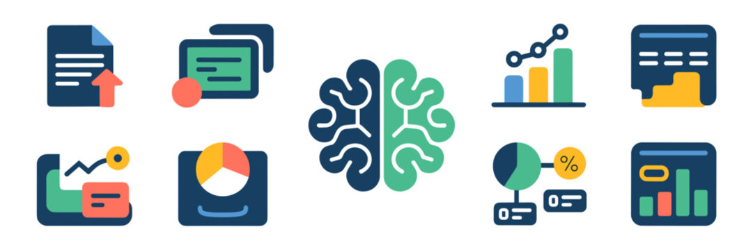 Grid of AI content analysis tools &ndash; Ideal for technical documentation, software UI design, or data analytics.