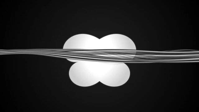 White Eggs on Black Background with Wavy Lines.