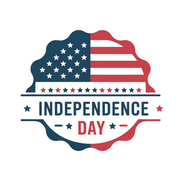 A patriotic Independence Day graphic design featuring the American flag and stars on a white background