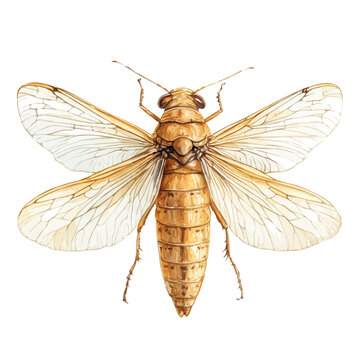 watercolor of Cicada, vector, isolated on a white background.
