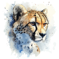 watercolor of Cheetah, vector, isolated on a white background. © azendia