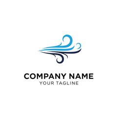 Modern Company Logo Template with Swirling Waves and Placeholder Text.