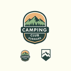 Obraz premium Camping Club Logo Design with Mountain Elements.