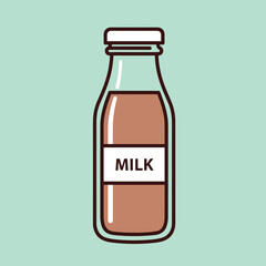Glass Bottle of Milk Illustration.