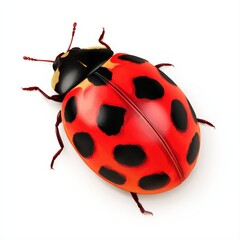 Obraz premium Isolated Ladybug Detailed Close-Up: Stock Illustration of Beneficial Insect, Agriculture, and Pest Control Concepts