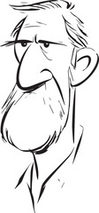 Hand Drawn Old Man Black and White Avatar Illustration in Minimal Line Art Style Design