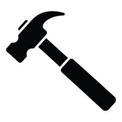 Black silhouette of a hammer on a white background, vector illustration