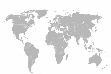 Obraz premium World Map Light Grey Vector Silhouette Country Borders