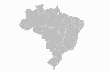 Fototapeta premium Brazil Map Light Grey Vector Silhouette State Borders