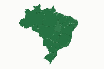 Brazil Map Brazilian Green Vector Silhouette Administrative Map