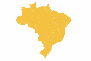 Obraz premium Brazil Map Yellow Vector Silhouette State Administrative Borders
