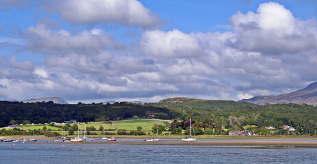 Fototapeta premium Boats moored on the coast of North Wales