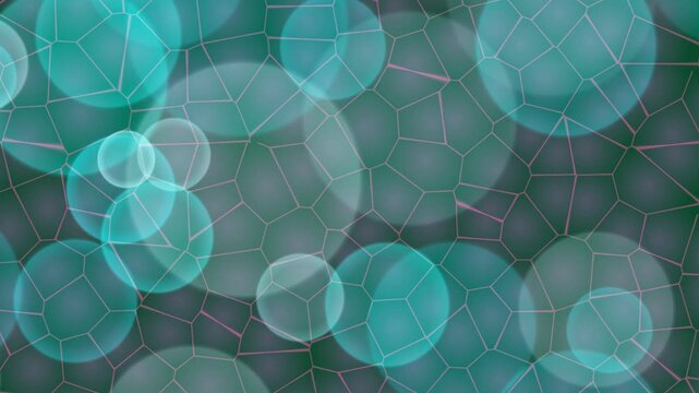 geometric pattern with teal bubbles and lines