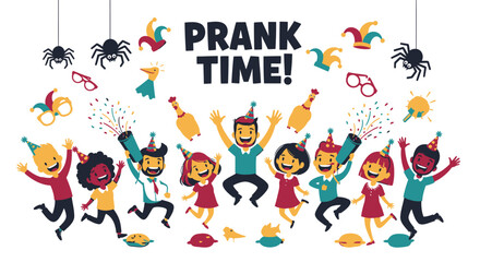 Fototapeta premium Set of colorful prank party illustrations vector