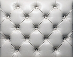 Fototapeta premium Elegant white tufted leather upholstery with diamond pattern and button details
