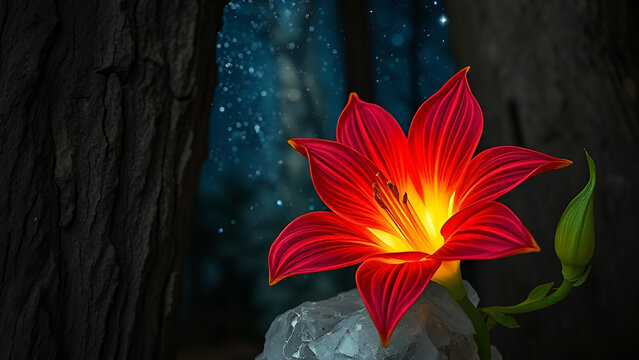 Fire flower and crystals