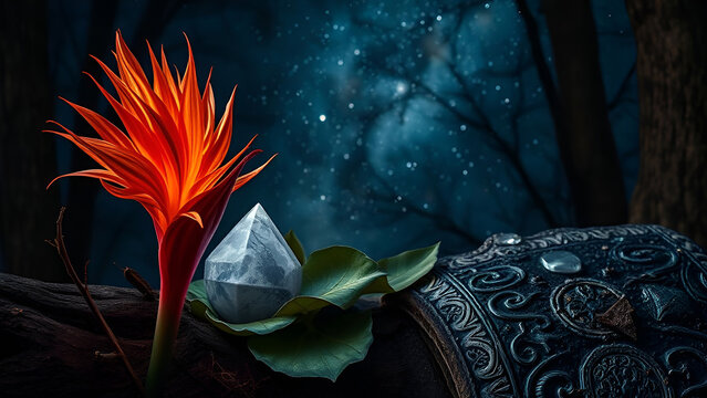 Fire flower and crystals
