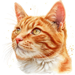 watercolor of Cat, isolated on a white background. © brixel