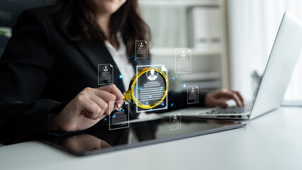 Concept of global talent acquisition and hiring. Human resources department reviewing candidate...